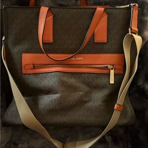 Michael Kors Black and Tan Messenger Bag